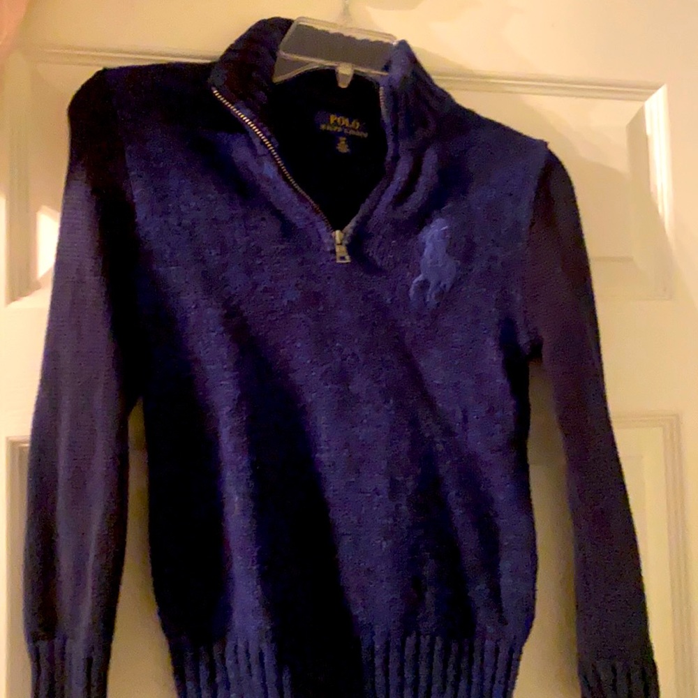 Blue Boys Polo quarter zip sweater